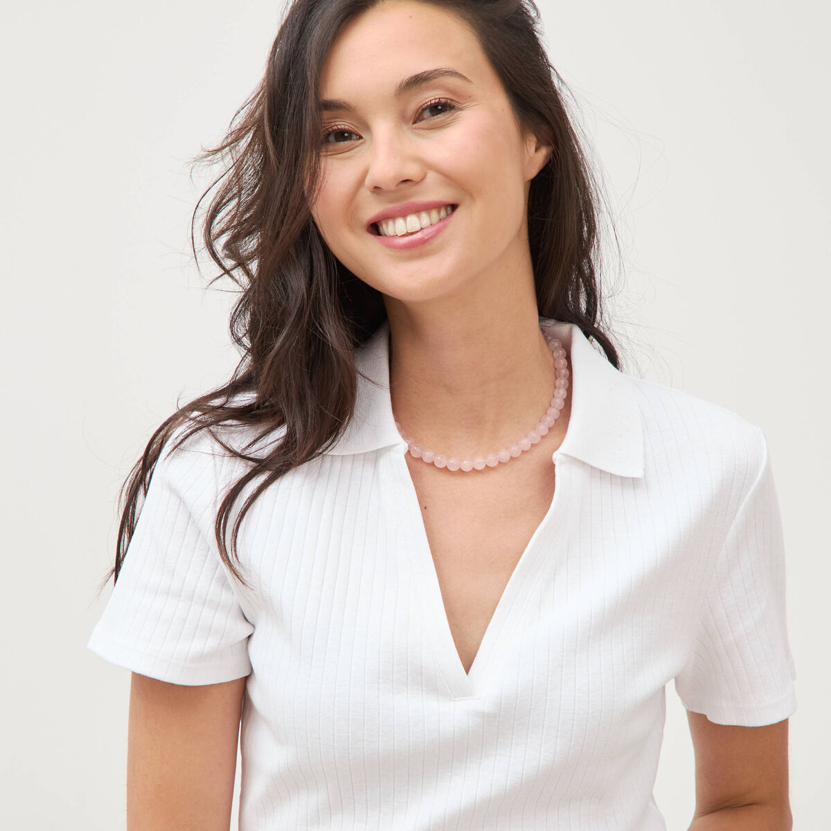 Polo manches courtes blanc femme