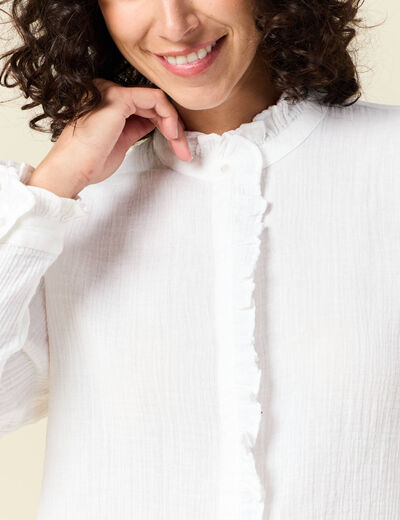 Chemise manches longues blanc femme