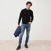 Pull manches longues col rond noir homme