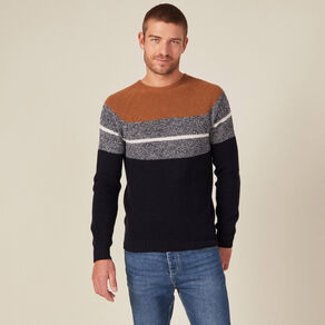 Pull manches longues fabriqué en France marron homme