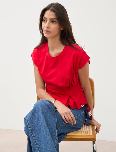 T-shirt manches courtes rouge femme