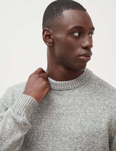 Pull droit tweed manches longues gris homme