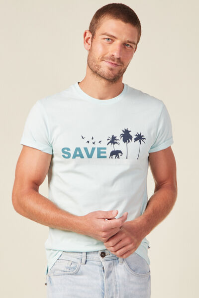 T-shirt manches courtes bleu clair homme