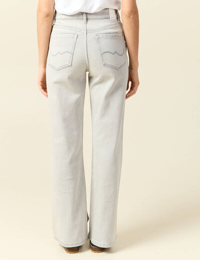 Jeans large taille haute denim gris clair femme