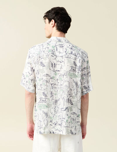 Chemise manches courtes fluide blanc homme
