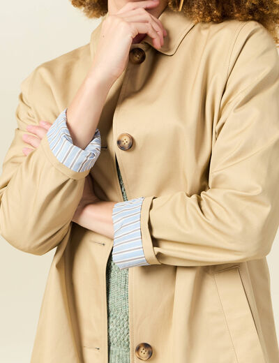 Trench long doublé beige femme