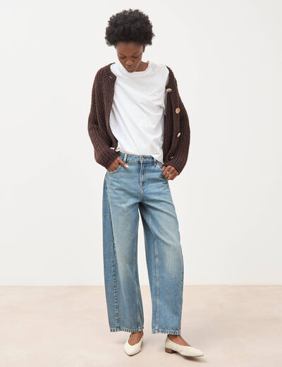 Jeans barrel taille standard bleu femme