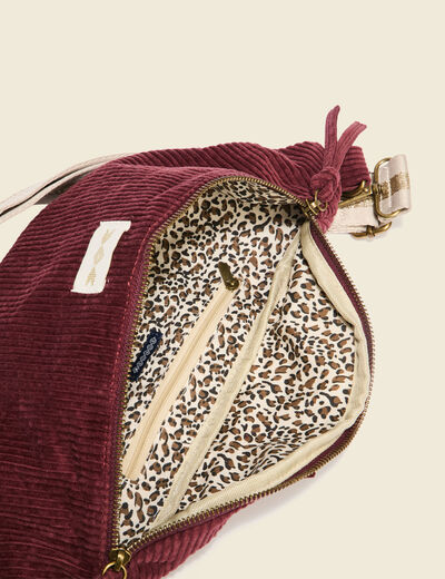 Sac banane velours côtelé prune femme