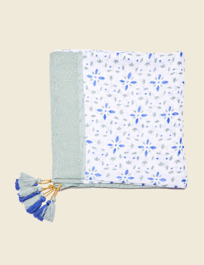 Foulard à pampilles vert kaki femme