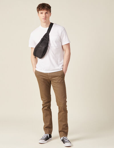 Pantalon chino slim taupe homme