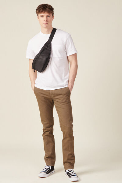 Pantalon chino slim taupe homme