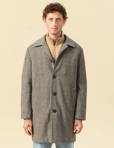 Manteau droit long col classique beige homme