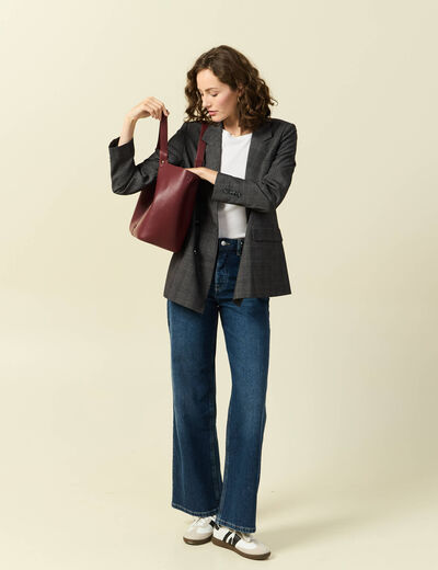 Veste oversize manches longues doublée gris foncé femme