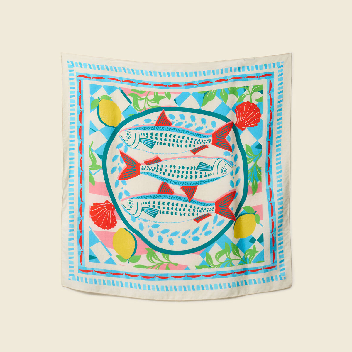 Foulard satin&eacute; bleu femme