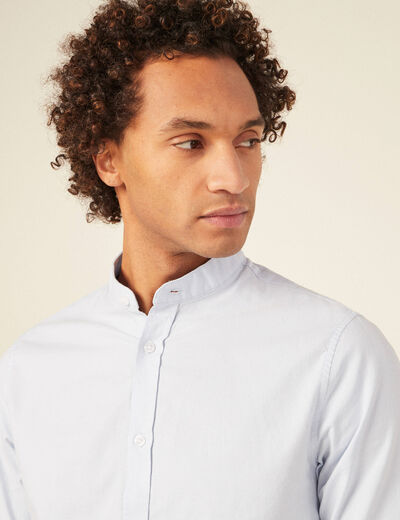 Chemise col mao bleu clair homme