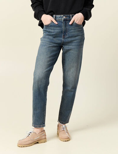 Jeans mom 7/8ème bleu gris femme