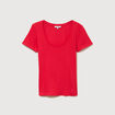 T-shirt ajust&eacute; col rond manches courtes rouge femme