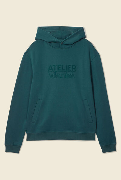 Sweat à capuche vert foncé homme
