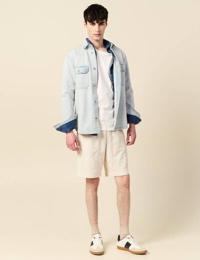 Bermuda droit à coulisse ecru homme