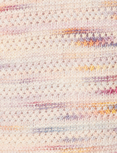 Pull sans manches ajouré creme femme