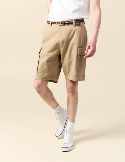 Bermuda droit cargo ceinture gris homme