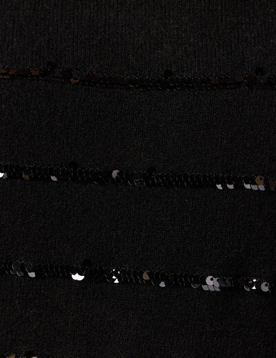 Pull manches longues sequins noir femme