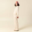 Gilet manches longues col rond creme femme