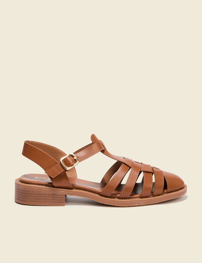 Sandales plates marron femme