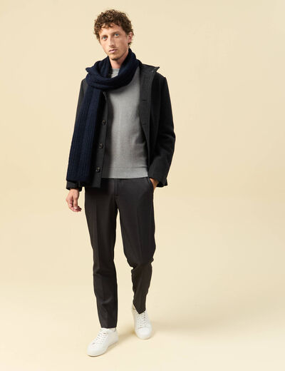 Pull col rond manches longues gris homme