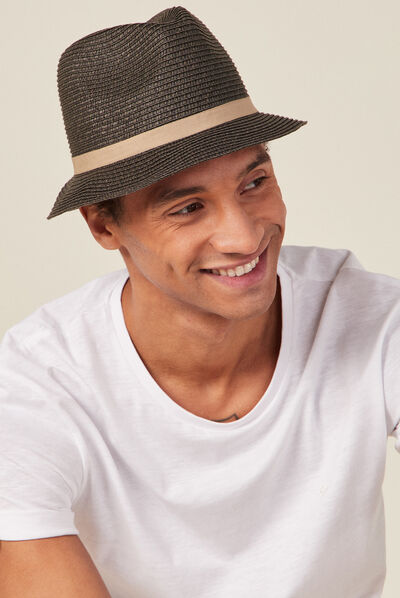Chapeau trilby tressé marron foncé homme