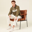 Sweat à capuche taupe homme