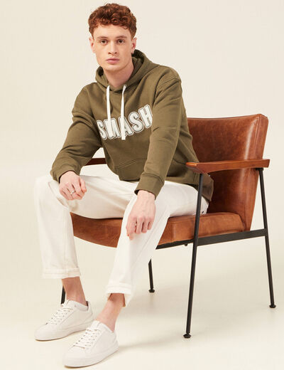 Sweat à capuche taupe homme