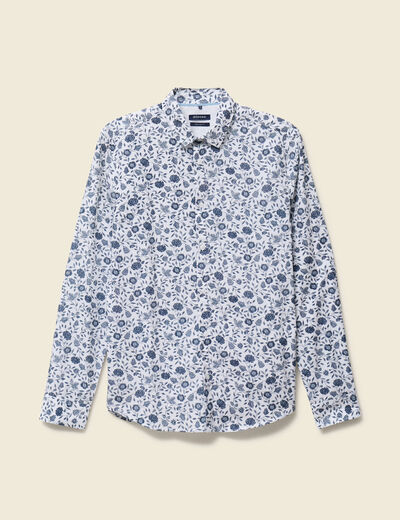Chemise en coton manches longues blanc homme