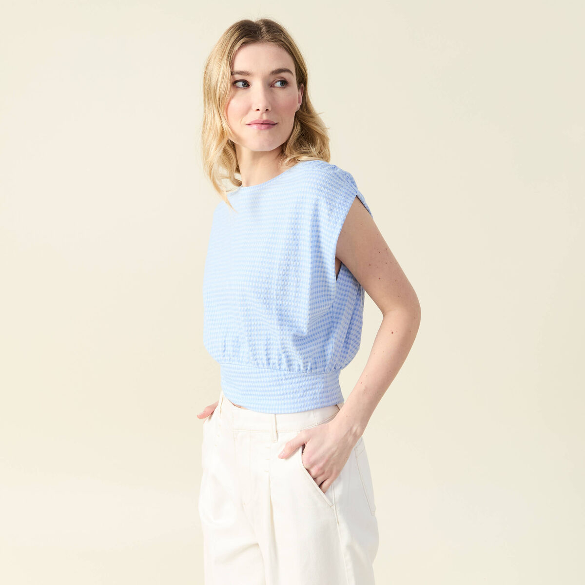 T-shirt manches courtes bleu femme
