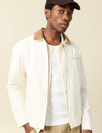 Blouson manches longues en coton ecru homme