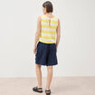 D&eacute;bardeur ray&eacute; col rond en coton jaune femme