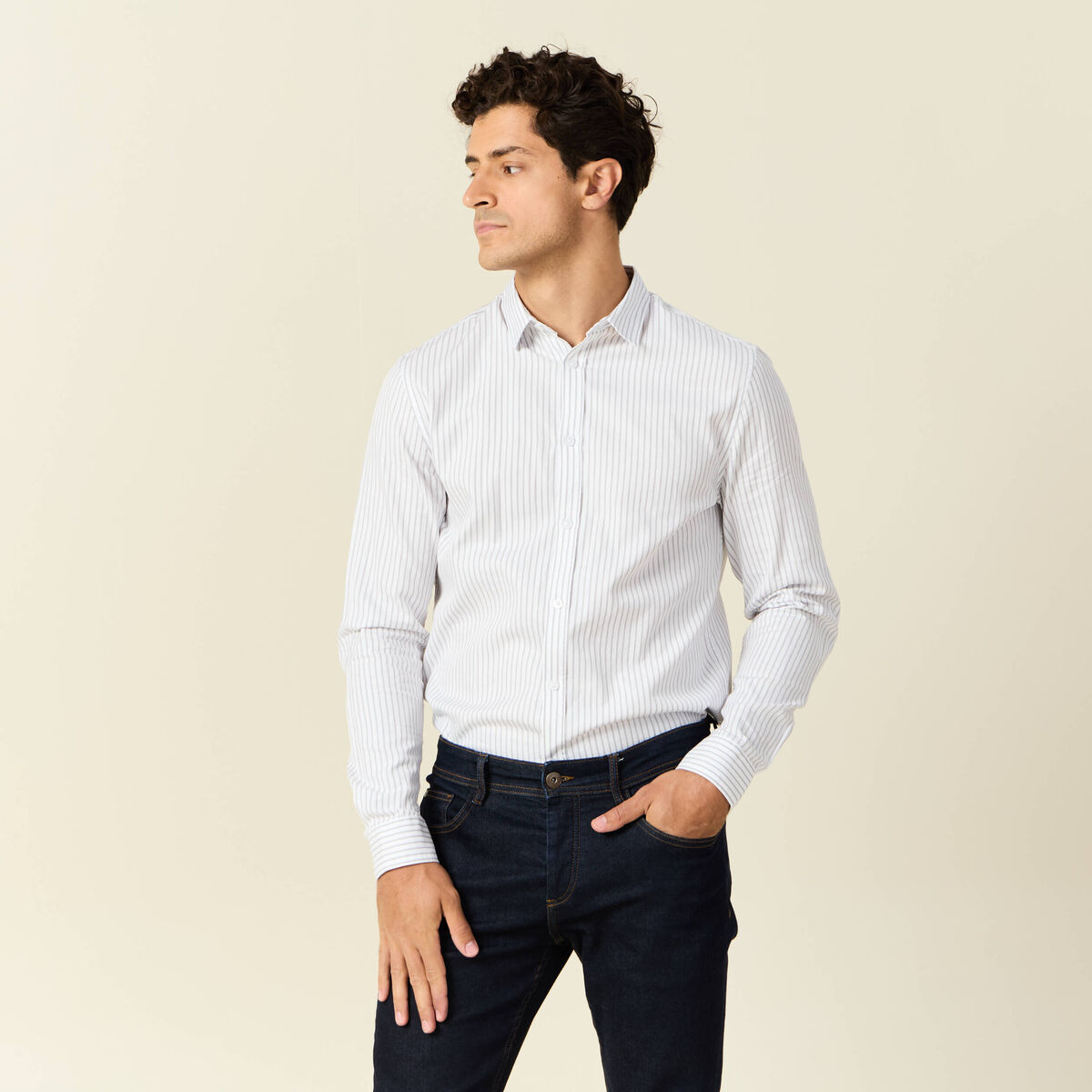 Chemise manches longues gris homme