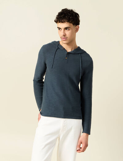 Pull à capuche vert foncé homme