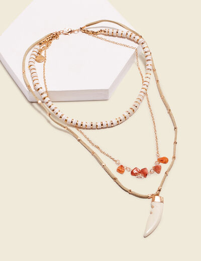 Collier multirangs ecru femme