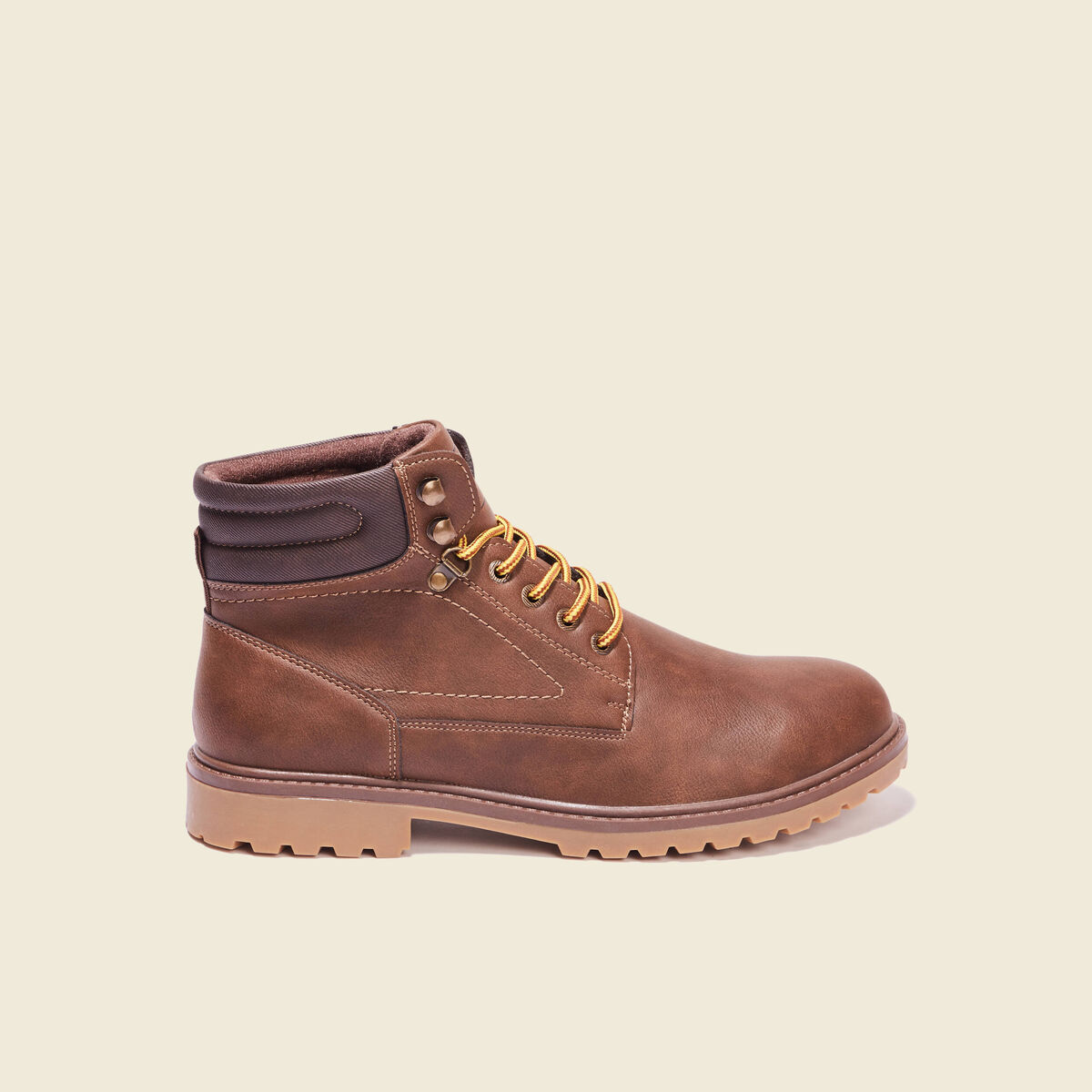 Bottines style montagne marron foncé homme