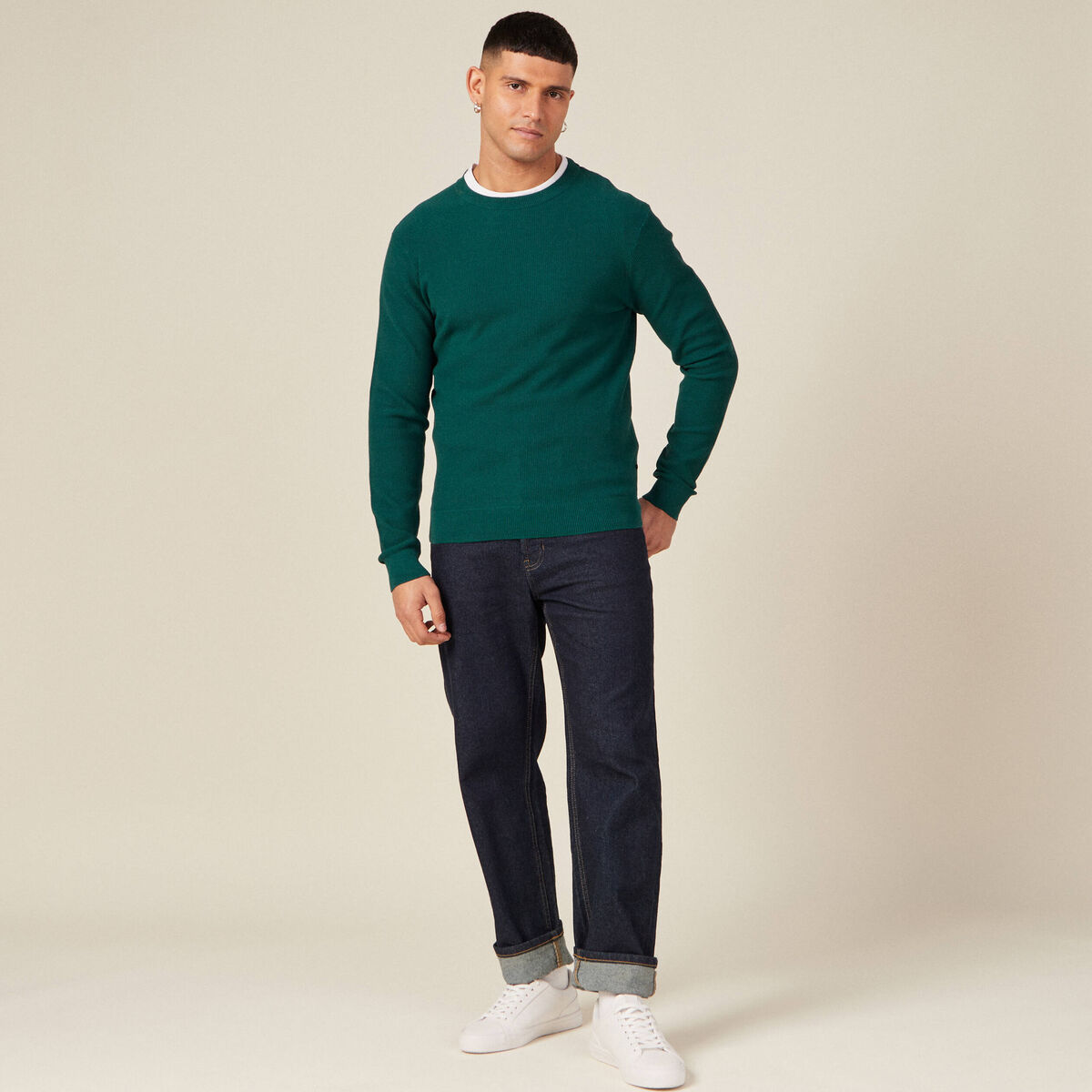 Pull éco-responsable vert canard homme
