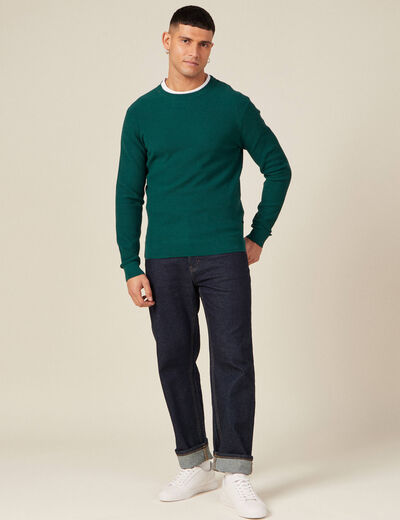Pull éco-responsable vert canard homme