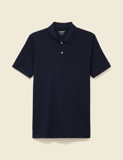 Polo cintré manches courtes en coton bleu marine homme