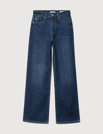 Jeans large taille haute denim brut femme