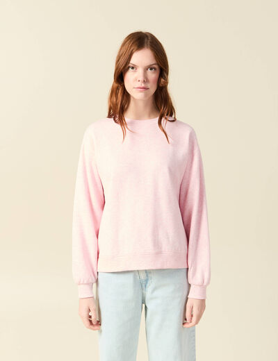 Sweat droit manches longues rose clair femme