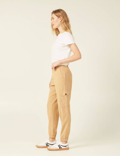 Pantalon éco-responsable beige femme