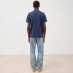 Polo cintr&eacute; en coton manches courtes bleu marine homme