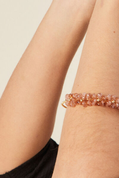 Bracelet jonc avec perles rose femme