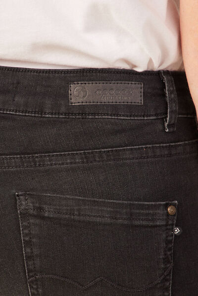 Jeans bootcut détails tressés denim noir femme