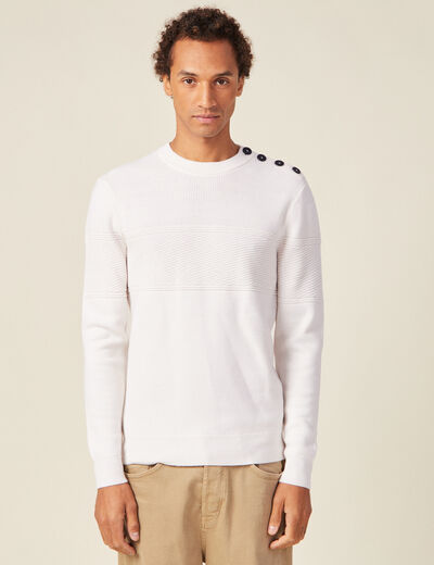 Pull manches longues ecru homme